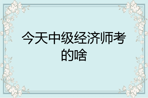 今天中级经济师考的啥