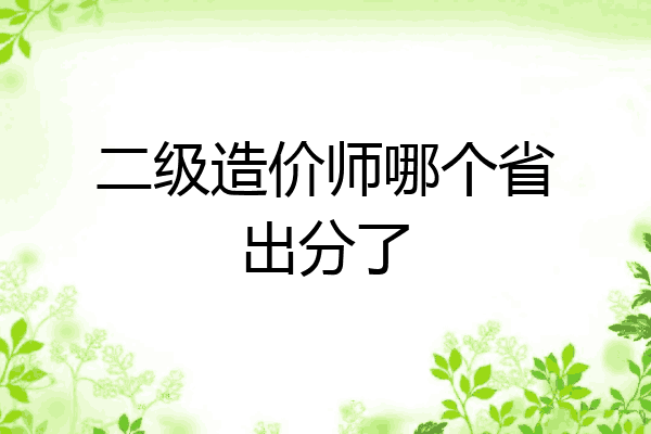 二级造价师哪个省出分了