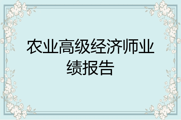 农业高级经济师业绩报告