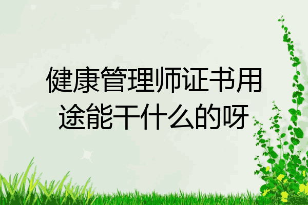 健康管理师证书用途能干什么的呀