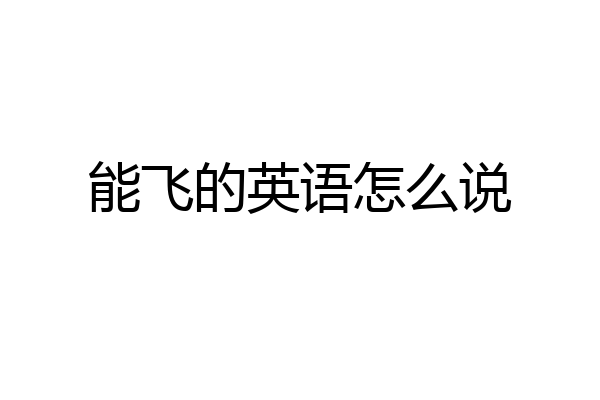 能飞的英语怎么说