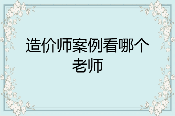 造价师案例看哪个老师