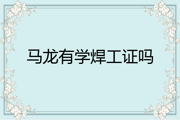 马龙有学焊工证吗