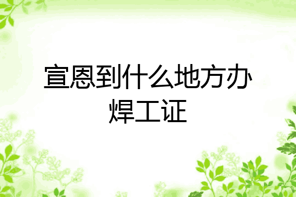宣恩到什么地方办焊工证