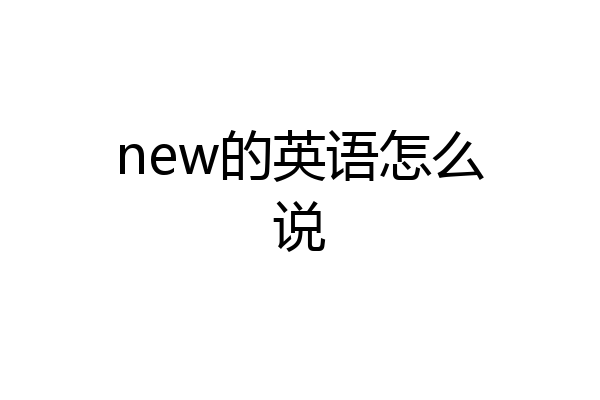 new的英语怎么说