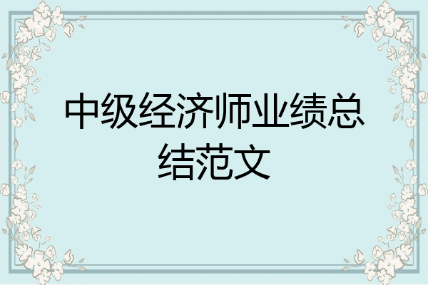 中级经济师业绩总结范文