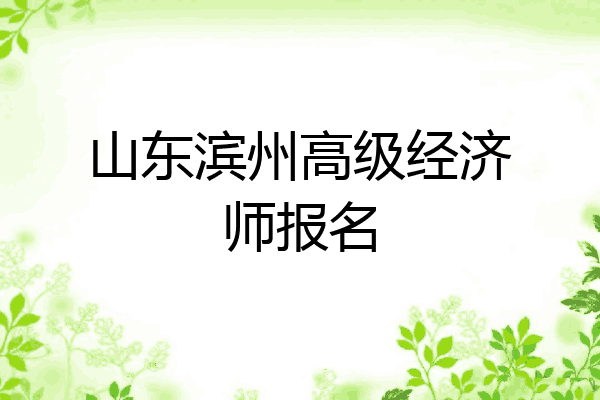 山东滨州高级经济师报名