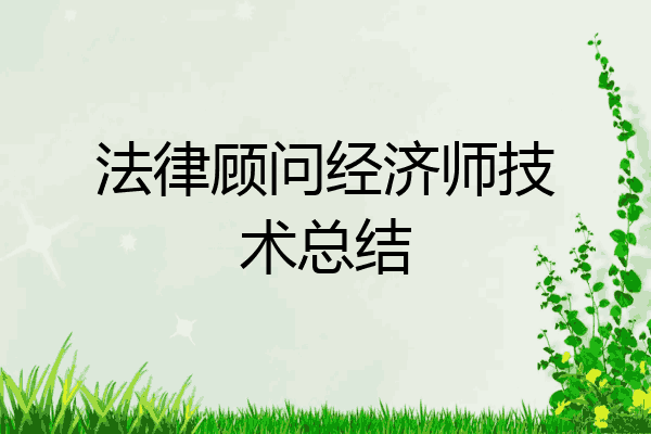 法律顾问经济师技术总结