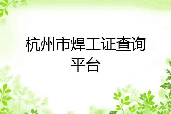 杭州市焊工证查询平台