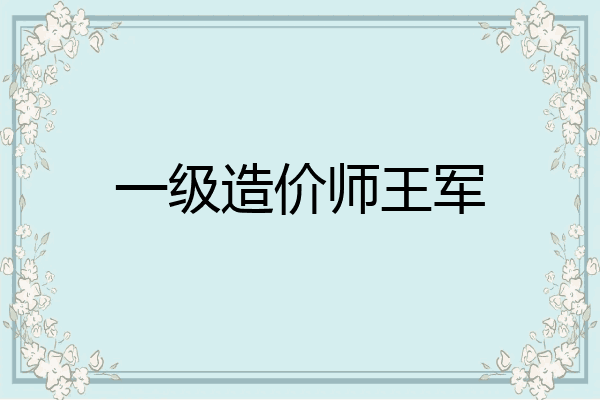 一级造价师王军