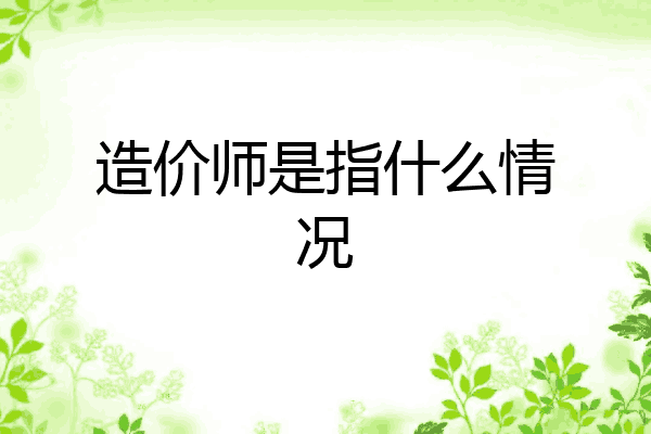 造价师是指什么情况