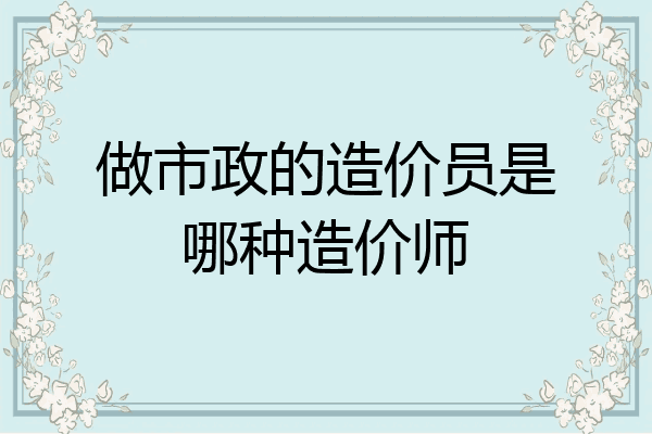 做市政的造价员是哪种造价师