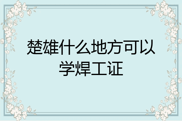楚雄什么地方可以学焊工证