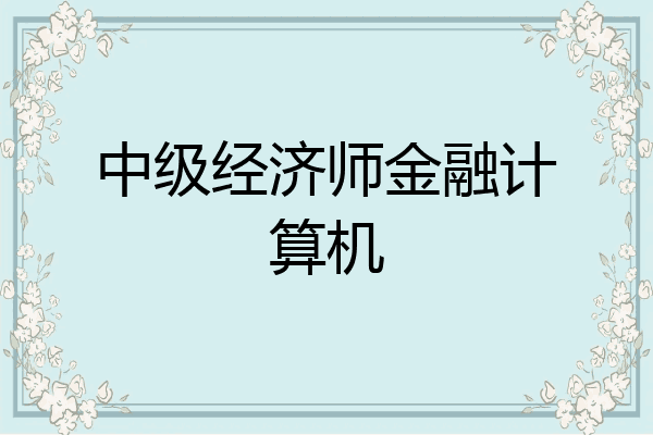 中级经济师金融计算机