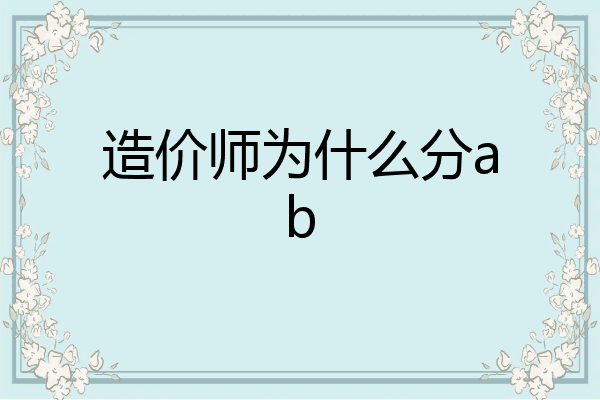 造价师为什么分ab