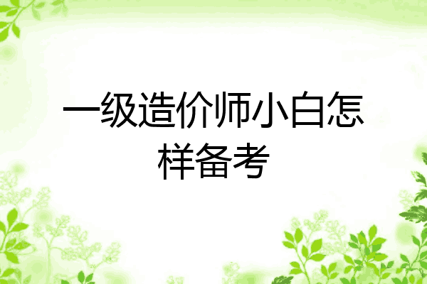 一级造价师小白怎样备考