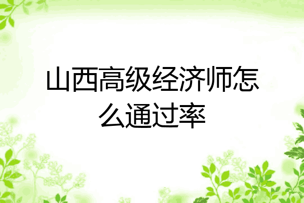 山西高级经济师怎么通过率