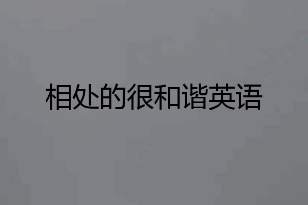 相处的很和谐英语