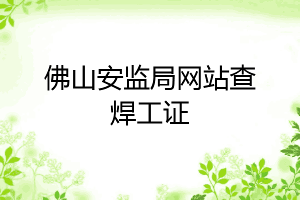佛山安监局网站查焊工证