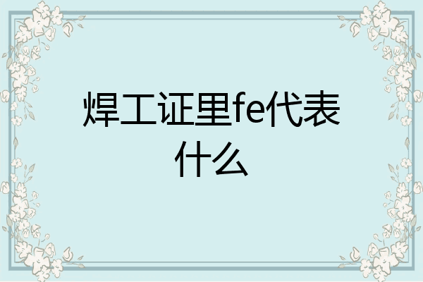 焊工证里fe代表什么