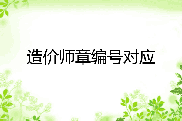造价师章编号对应