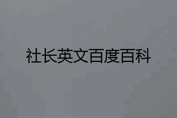 社长英文百度百科