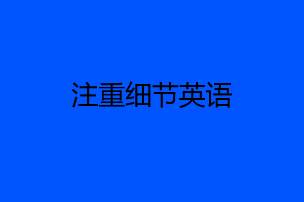 注重细节英语