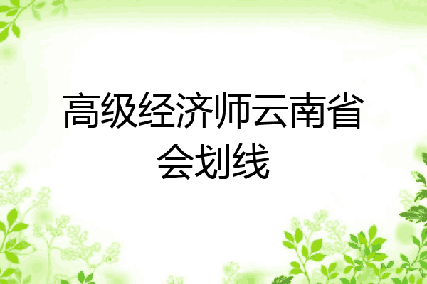 高级经济师云南省会划线