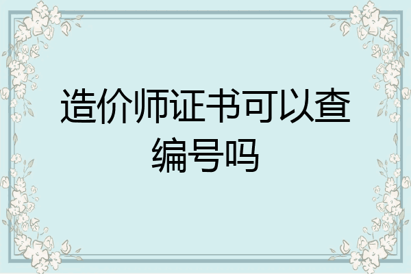 造价师证书可以查编号吗