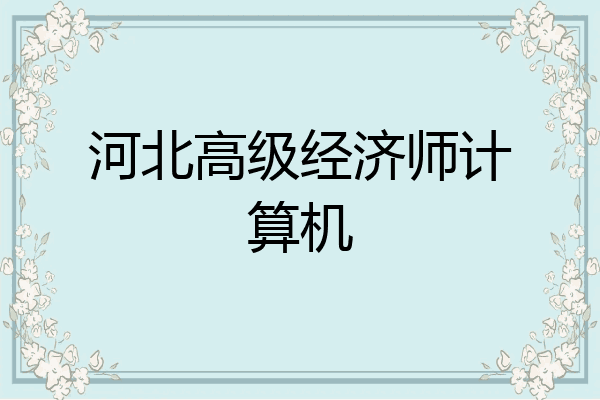 河北高级经济师计算机