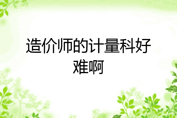 造价师的计量科好难啊
