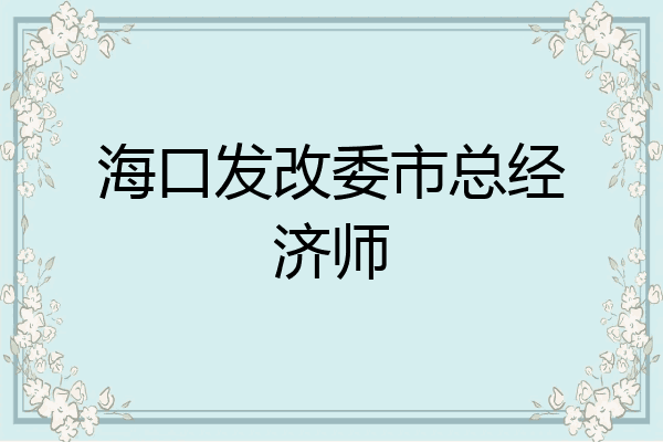 海口发改委市总经济师