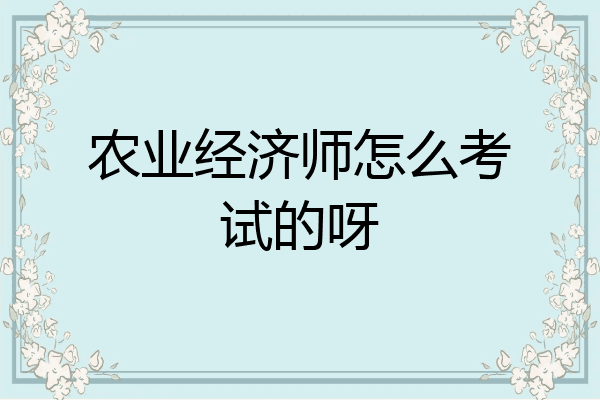 农业经济师怎么考试的呀
