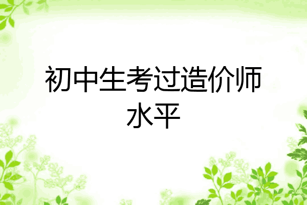 初中生考过造价师水平