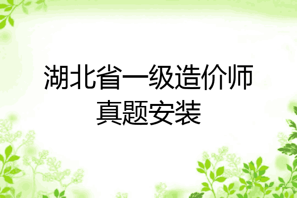 湖北省一级造价师真题安装
