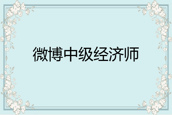 微博中级经济师