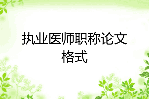 执业医师职称论文格式