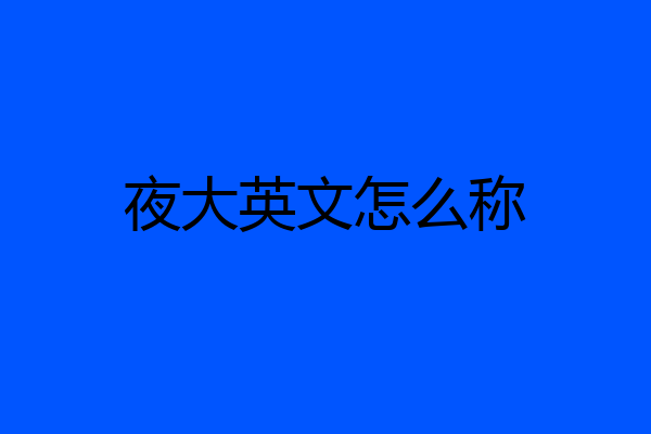 夜大英文怎么称