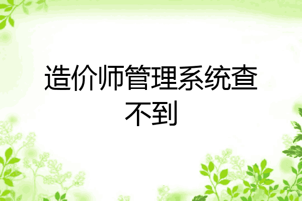 造价师管理系统查不到