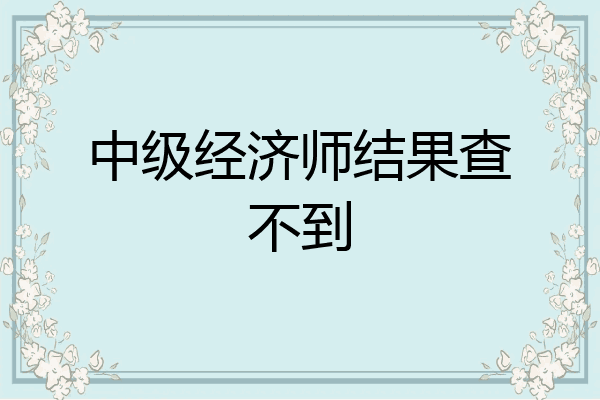 中级经济师结果查不到