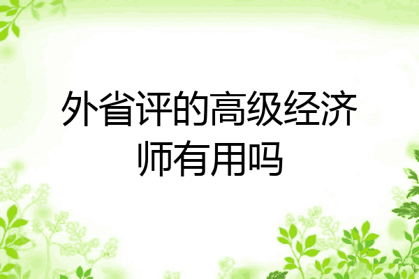 外省评的高级经济师有用吗