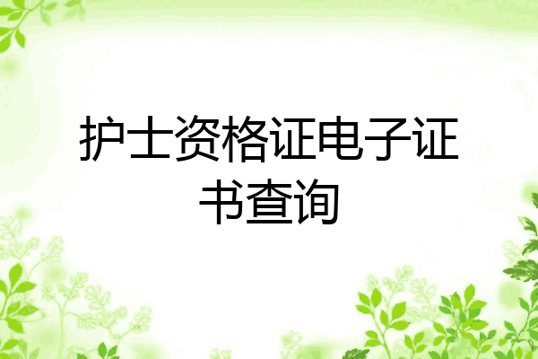 护士资格证电子证书查询