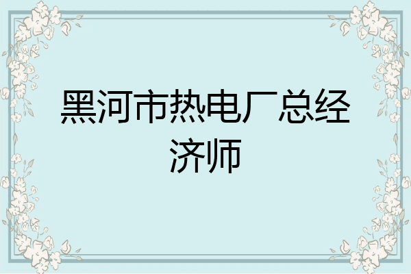 黑河市热电厂总经济师