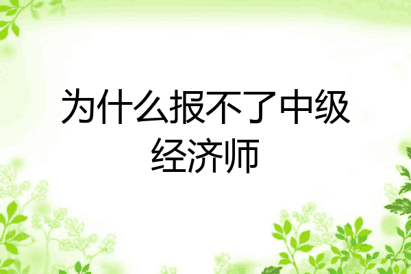 为什么报不了中级经济师