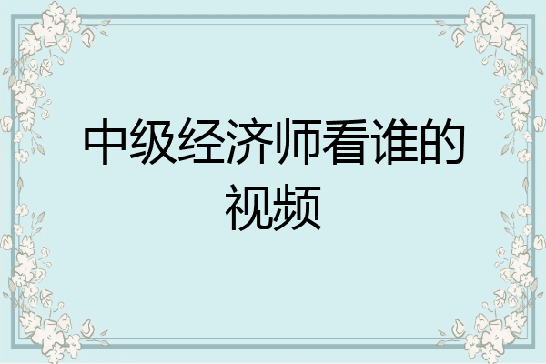 中级经济师看谁的视频