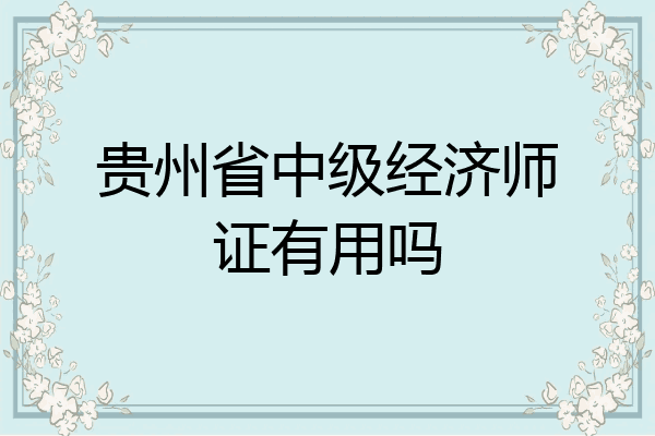 贵州省中级经济师证有用吗