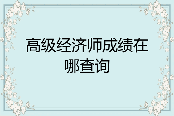 高级经济师成绩在哪查询