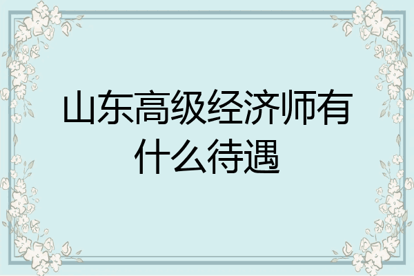 山东高级经济师有什么待遇