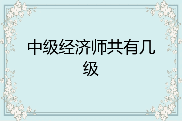 中级经济师共有几级