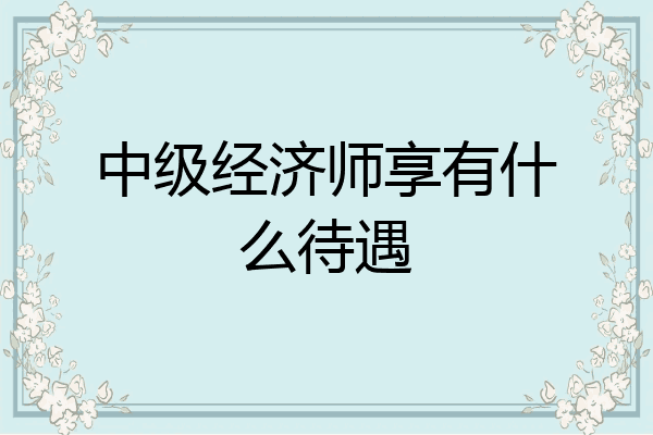 中级经济师享有什么待遇